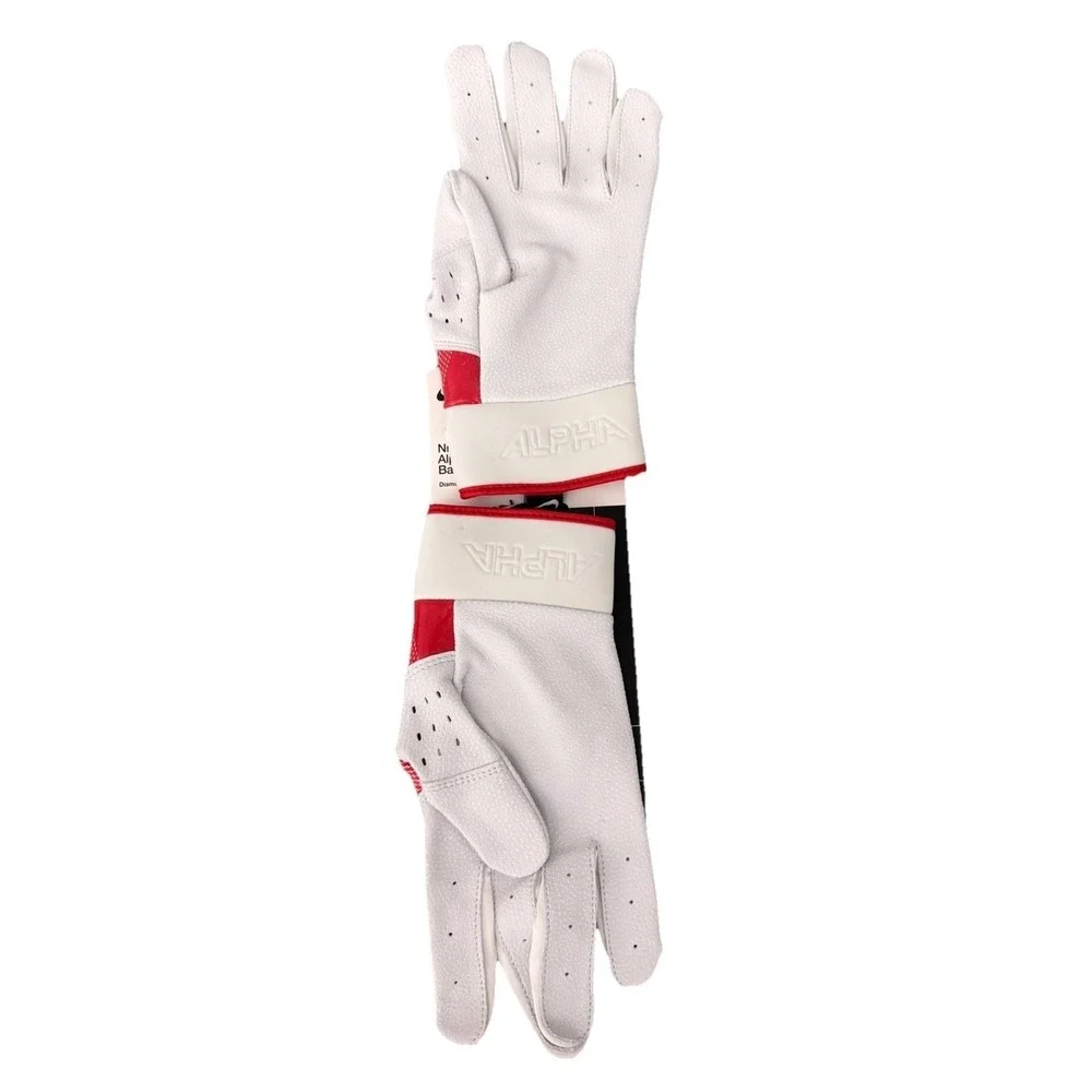 Nike Unisex's Alpha Elite Baseball‎ Batting Gloves Dri-FIT Size Medium Red White